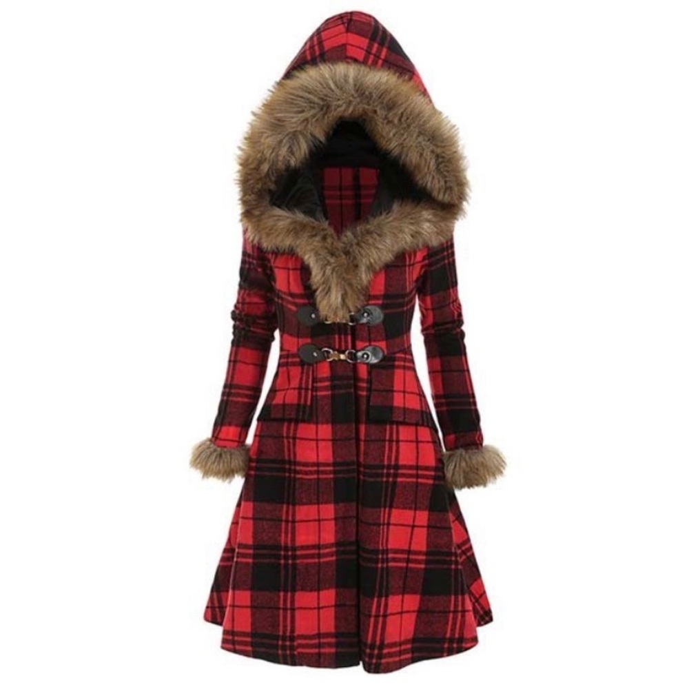 Faux-Fur Hooded Lightweight Coat, Medium